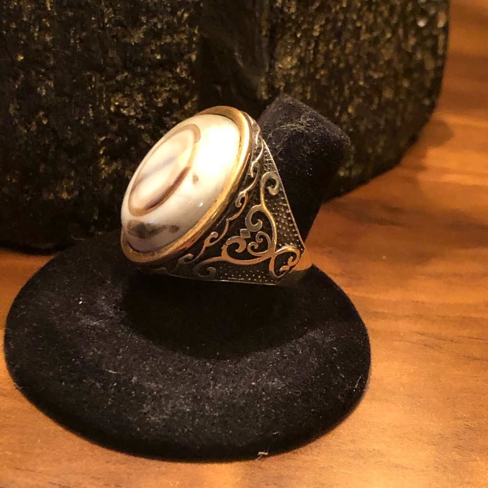 Men`s Agate Ring Silver 925